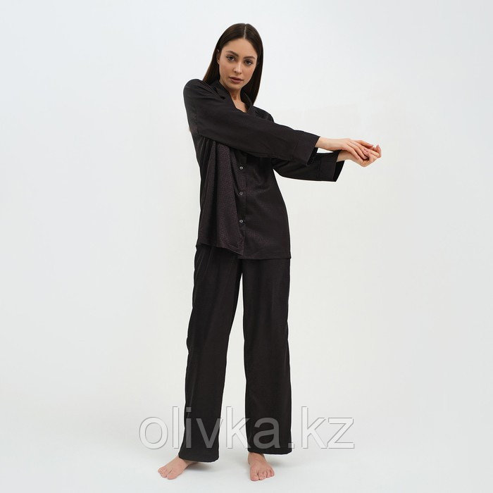 Пижама женская (рубашка и брюки) KAFTAN "Треугольники" цвет цвет чёрный, размер 52-54 - фото 4 - id-p113234416