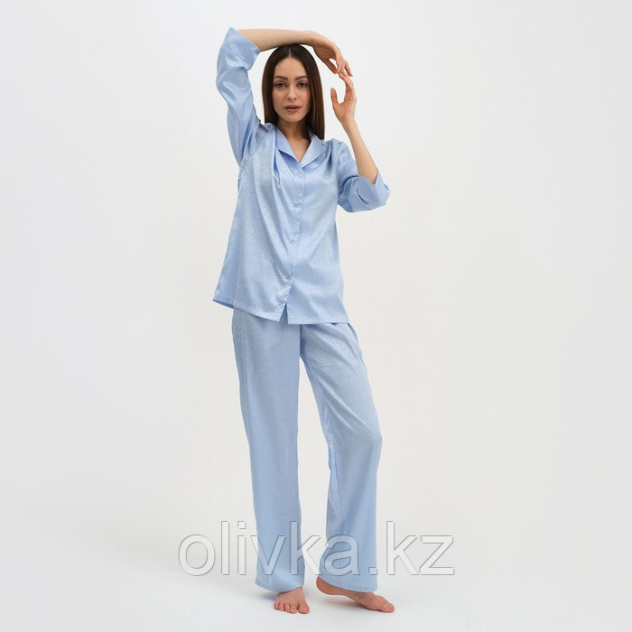 Пижама женская (рубашка и брюки) KAFTAN "Треугольники" цвет голубой, размер 40-42 - фото 3 - id-p113234417
