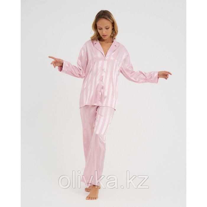 Пижама женская (рубашка, брюки) KAFTAN "Полоска", пудровый, размер 40-42 - фото 5 - id-p113233098