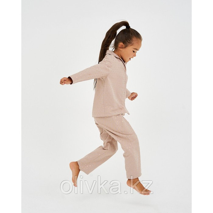 Пижама детская (рубашка, брюки) KAFTAN "Сердечки", размер 122-128, бежевый - фото 3 - id-p113233930