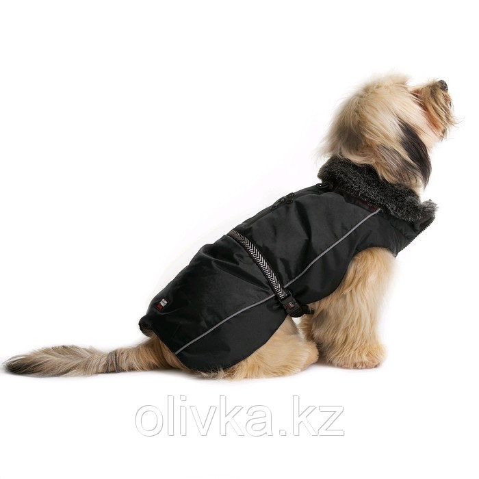 Нано куртка Dog Gone Smart Aspen parka зимняя с меховым воротником, ДС 20,3 см, чёрная - фото 1 - id-p113234426