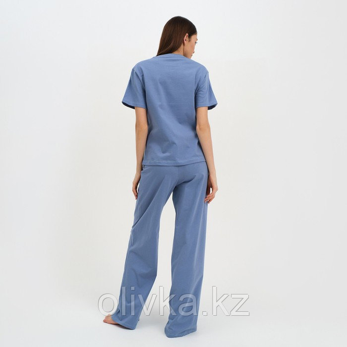 Пижама женская (футболка и брюки) KAFTAN "Basic" размер 40-42, цвет синий - фото 3 - id-p113234432