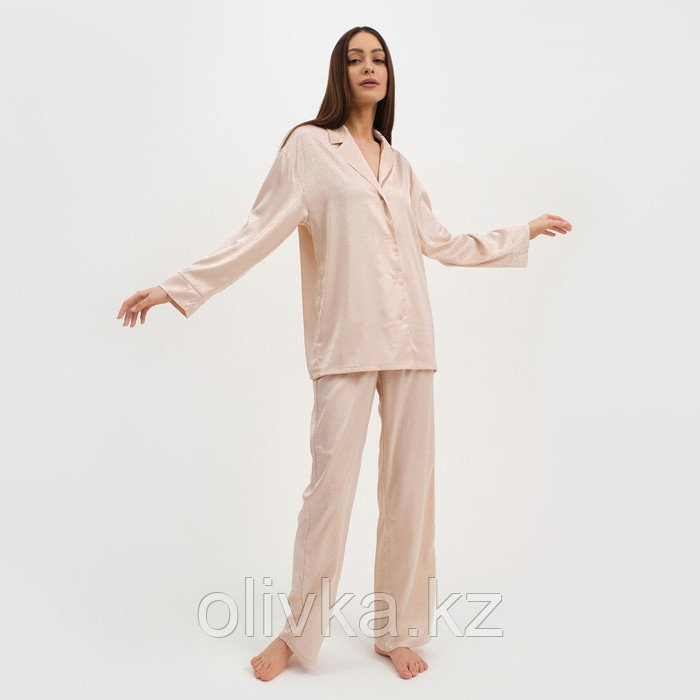 Пижама женская (рубашка и брюки) KAFTAN "Треугольники" цвет молочный, размер 40-42 - фото 4 - id-p113234439