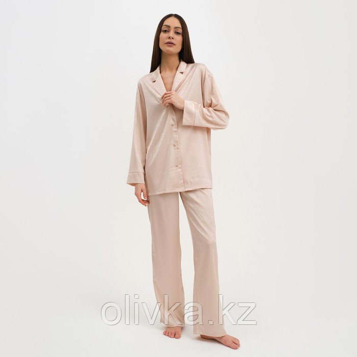 Пижама женская (рубашка и брюки) KAFTAN "Треугольники" цвет молочный, размер 40-42 - фото 5 - id-p113234439