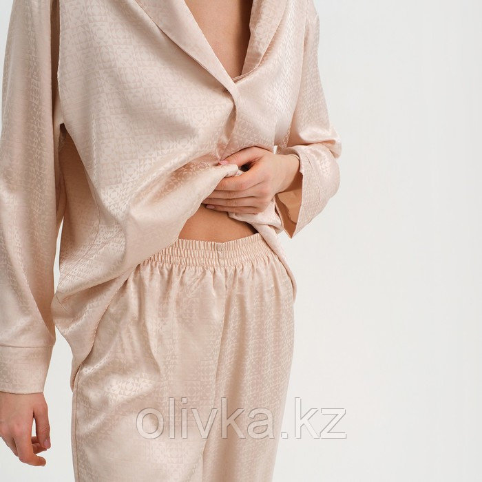 Пижама женская (рубашка и брюки) KAFTAN "Треугольники" цвет молочный, размер 40-42 - фото 6 - id-p113234439