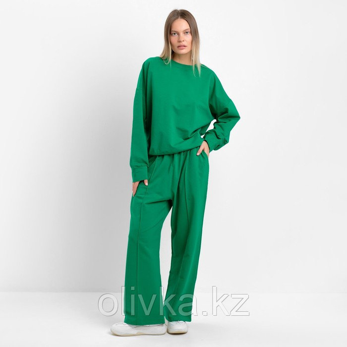 Комплект женский повседневный (свитшот и брюки), зеленый, размер 44-46 - фото 1 - id-p113234445