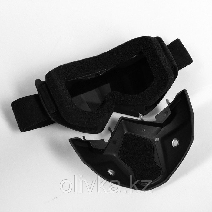 Очки-маска для езды на мототехнике, разборные, стекло золотой хром, черные - фото 3 - id-p105780057