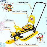 Снегокат с колёсами «Тимка спорт 6 Три кота», ТС6/ТК, с родительской ручкой, со спинкой и ремнём безопасности,, фото 2