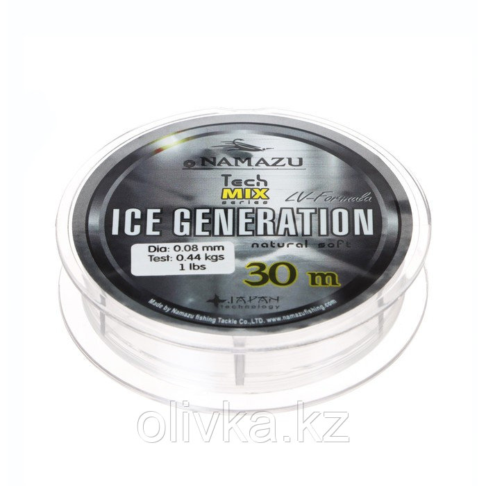 Леска Namazu Ice Generation, диаметр 0.08 мм, тест 0.44 кг, 30 м, прозрачная - фото 1 - id-p113235967