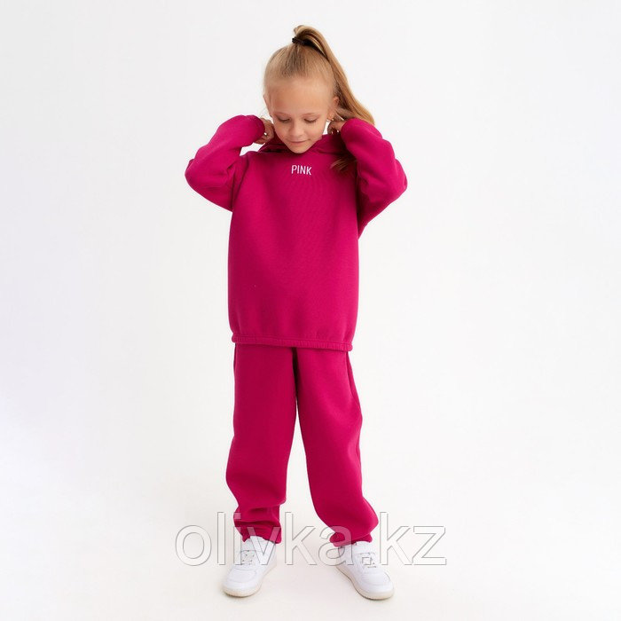 Костюм детский (худи, брюки) MINAKU: Basic Line KIDS, oversize, цвет фуксия, рост 158 - фото 4 - id-p113234982