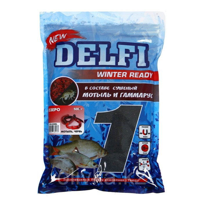 Прикормка зимняя увлажненная DELFI ICE Read, озеро, мотыль + червь, черная, 500 г. - фото 1 - id-p113240997