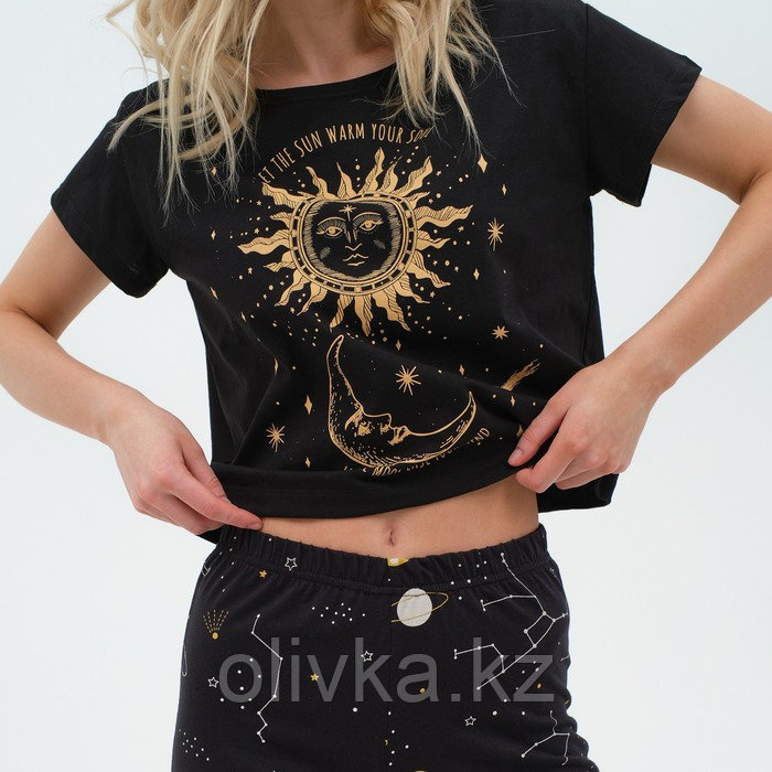 Пижама женская (футболка и брюки) KAFTAN Space р. 52-54, черный - фото 5 - id-p113234504