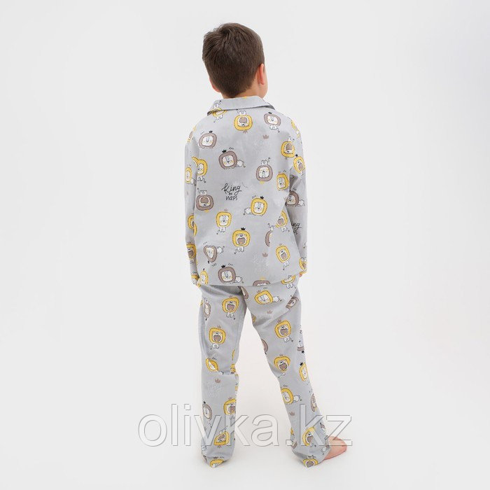 Пижама детская (рубашка, брюки) KAFTAN "Лев" р. 110-116, серый - фото 3 - id-p105783316