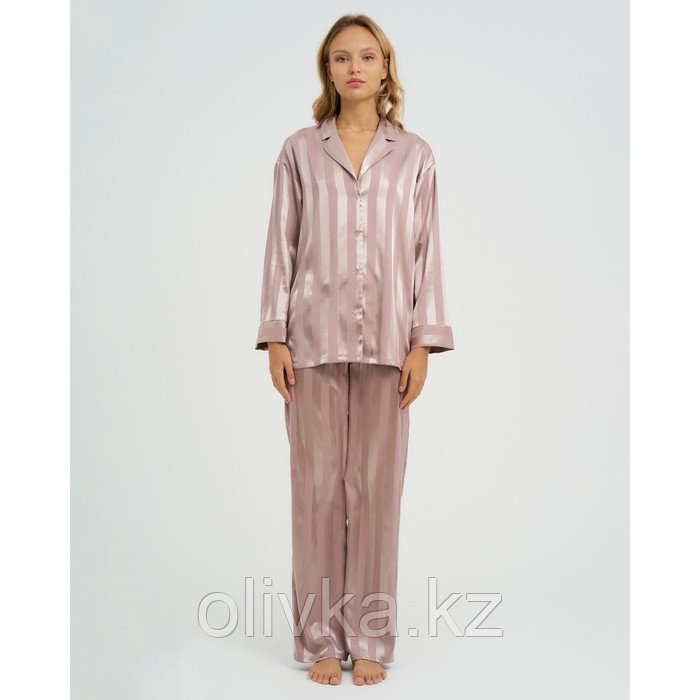 Пижама женская (рубашка, брюки) KAFTAN "Полоска", кофейный, р.40-42 - фото 2 - id-p113233138