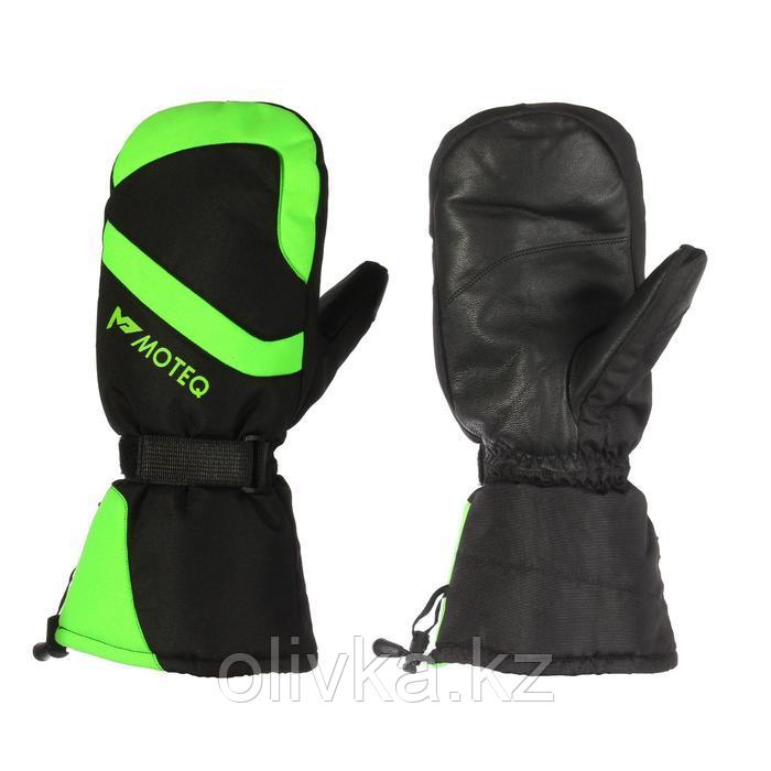 Зимние рукавицы "Бобер", размер L, чёрные, зелёные - фото 2 - id-p113231174