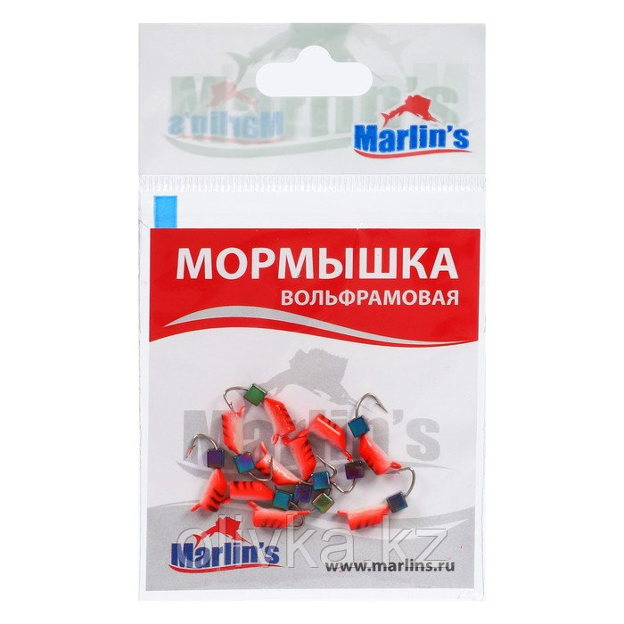 Мормышка вольфрам Marlin's Гвоздекубик, 3 мм, 0.95 г, красный, фосфор + бензин, 10 шт - фото 2 - id-p113241102