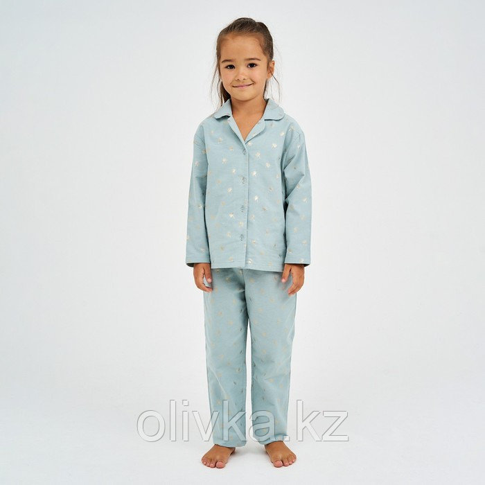 Пижама детская из фланели (рубашка, брюки) KAFTAN "Сердечки", р. 122-128, бежевый - фото 1 - id-p113234087