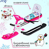 Снегокат «Тимка спорт 4-1 Бабочки», ТС4-1/Б2, со спинкой и ремнём безопасности, цвет розовый/белый/чёрный, фото 2