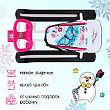 Снегокат «Тимка спорт 4-1 Бабочки», ТС4-1/Б2, со спинкой и ремнём безопасности, цвет розовый/белый/чёрный, фото 3