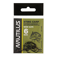 Крючок Nautilus Sting Carp Wide gape S-1143, цвет BN, № 6, 10 шт.