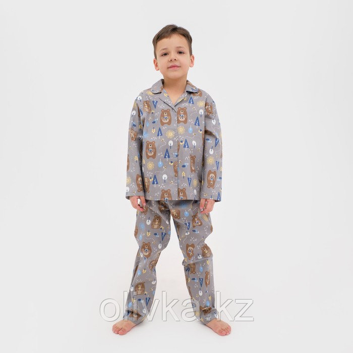Пижама детская (рубашка, брюки) KAFTAN "Мишки", р. 98-104, бежевый - фото 1 - id-p105783423