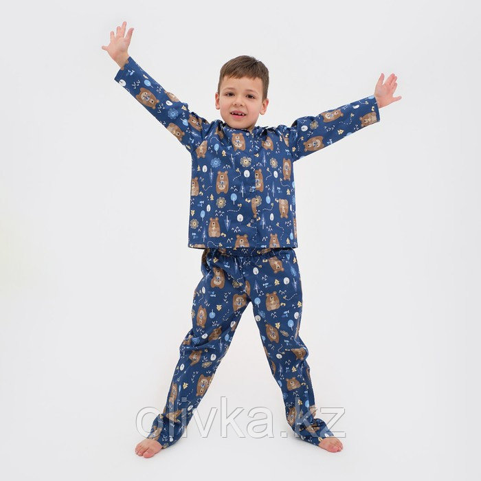 Пижама детская (рубашка, брюки) KAFTAN "Мишки", р. 122-128, синий - фото 4 - id-p105783424