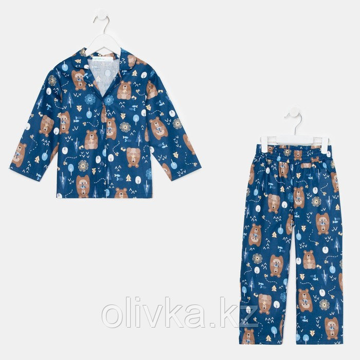 Пижама детская (рубашка, брюки) KAFTAN "Мишки", р. 122-128, синий - фото 6 - id-p105783424