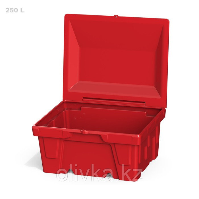 Ящик с крышкой, 250 л, для песка, соли, реагентов, цвет красный - фото 2 - id-p113235106