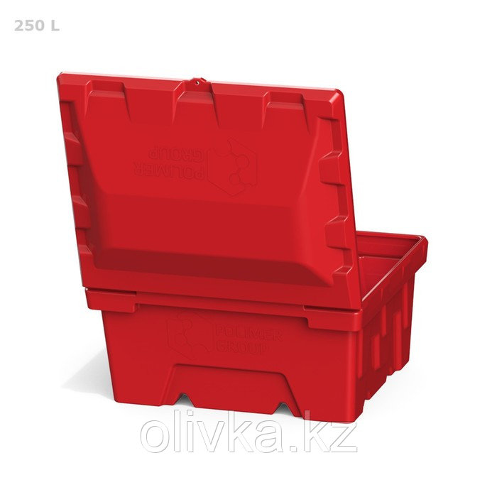 Ящик с крышкой, 250 л, для песка, соли, реагентов, цвет красный - фото 3 - id-p113235106