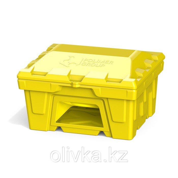 Ящик с крышкой и дозатором, 250 л, для песка, соли, реагентов, цвет жёлтый - фото 1 - id-p113235107