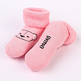 Набор носков для новорождённых 2 пары (4 шт.), махровые от 0 до 6 мес., цвет розовый/белый, фото 5