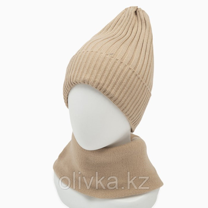 Комплект женский зимний (шапка/снуд), цвет какао, размер 56-58 - фото 3 - id-p113235657