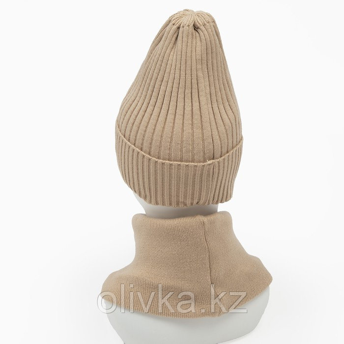 Комплект женский зимний (шапка/снуд), цвет какао, размер 56-58 - фото 5 - id-p113235657