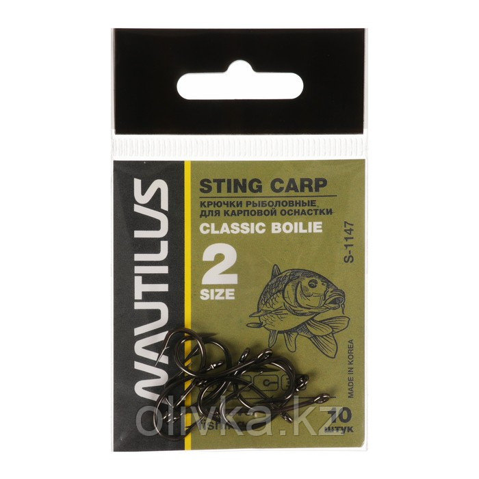 Крючок Nautilus Sting Carp Classic Boilie S-1147, цвет BN, № 2, 10 шт. - фото 1 - id-p113237216