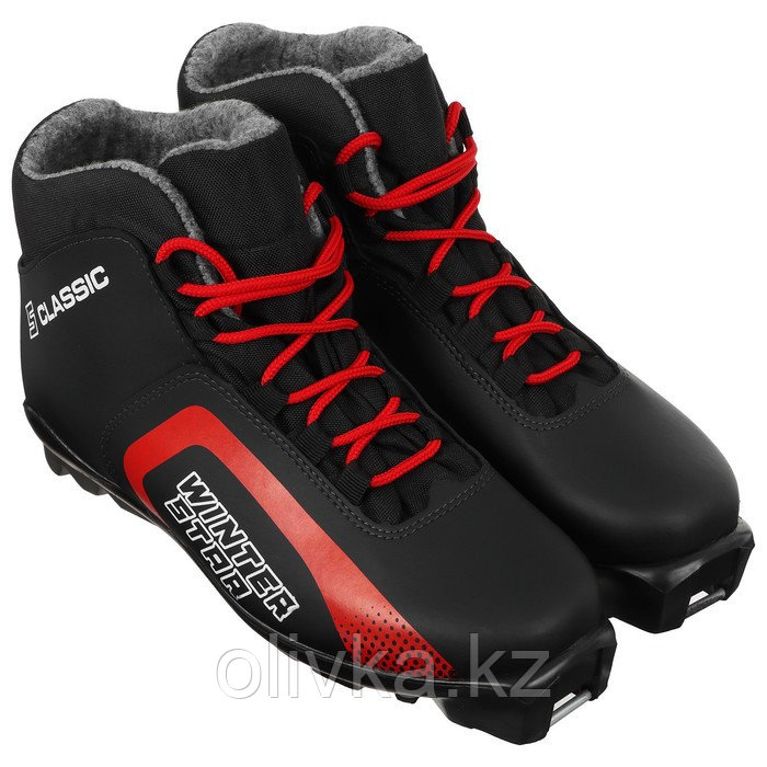 Ботинки лыжные Winter Star classic, SNS, искусственная кожа, цвет чёрный/красный, лого белый, размер 45 - фото 2 - id-p113235666