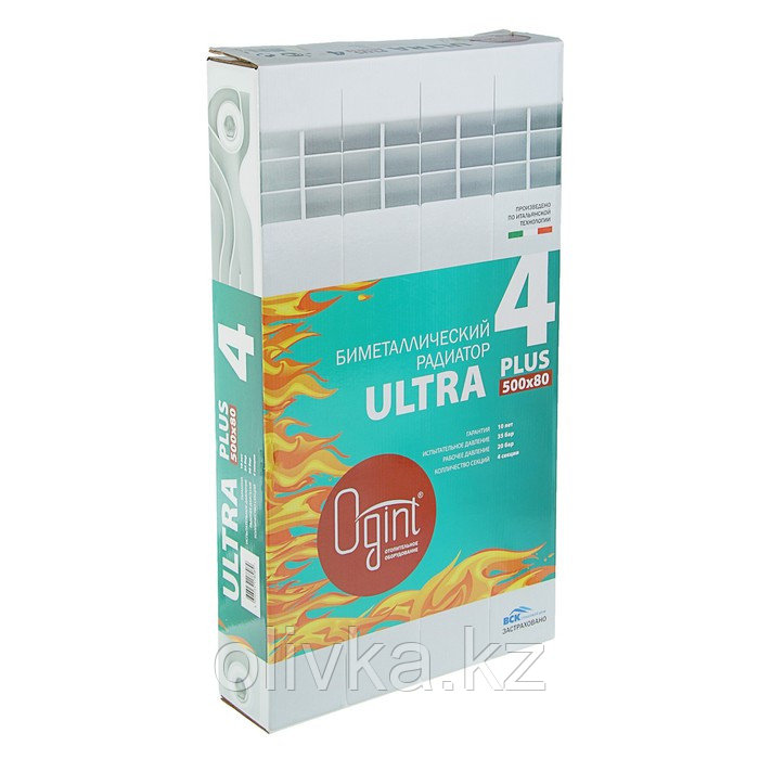 Радиатор биметаллический Ogint Ultra Plus, 500х80, 4 секции - фото 2 - id-p113229869