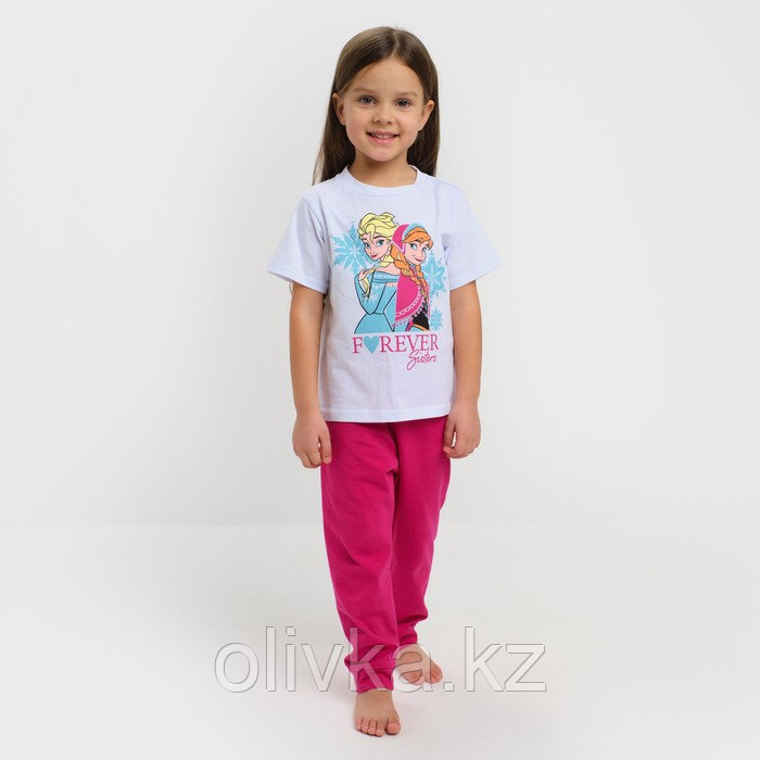 Комплект для девочки (футболка, брюки) «Холодное сердце», Disney, рост 122-128 (34) - фото 1 - id-p113235677