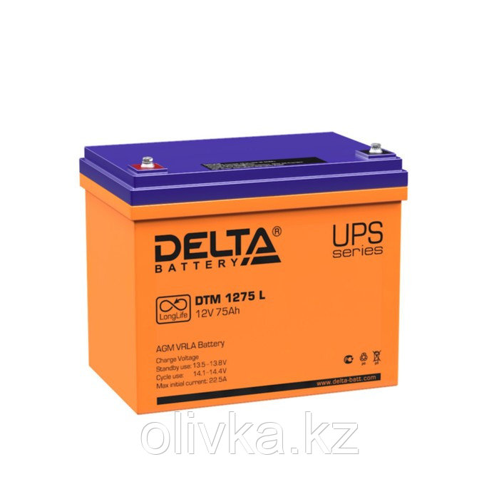 Аккумуляторная батарея Delta 75 Ач 12 Вольт DTM 1275 L - фото 1 - id-p113234611