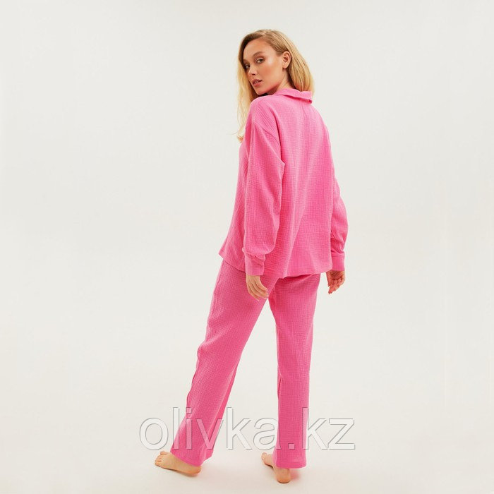 Пижама женская (рубашка и брюки) KAFTAN "Basic" размер 52-54, цвет розовый - фото 3 - id-p113234635
