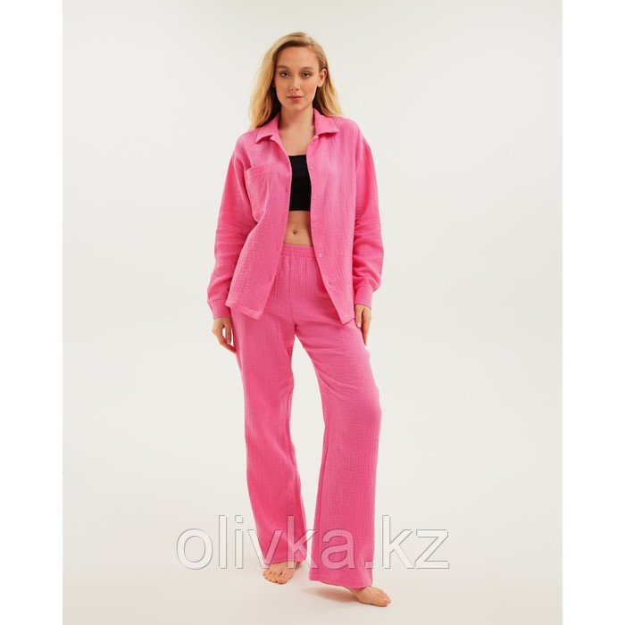 Пижама женская (рубашка и брюки) KAFTAN "Basic" размер 52-54, цвет розовый - фото 4 - id-p113234635