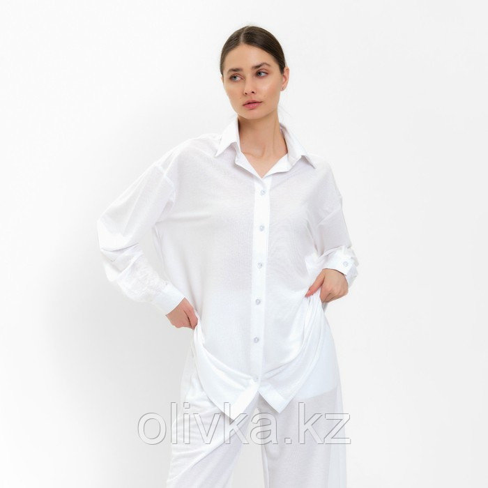 Пижама женская (сорочка, брюки) MINAKU: Home collection цвет белый, р-р 48 - фото 3 - id-p105781396