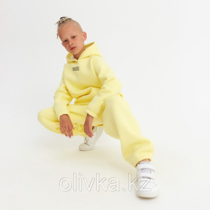 Костюм детский (худи, брюки) MINAKU: Basic Line KIDS, oversize, цвет жёлтый, рост 146 - фото 9 - id-p113235197