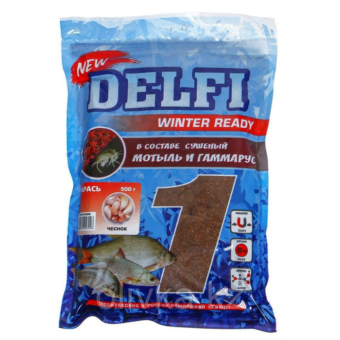 Прикормка зимняя увлажненная DELFI ICE Ready, карась, чеснок, коричневая, 500 г - фото 1 - id-p113241193