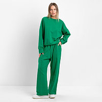 Комплект женский повседневный (свитшот и брюки), зеленый, размер 46-48