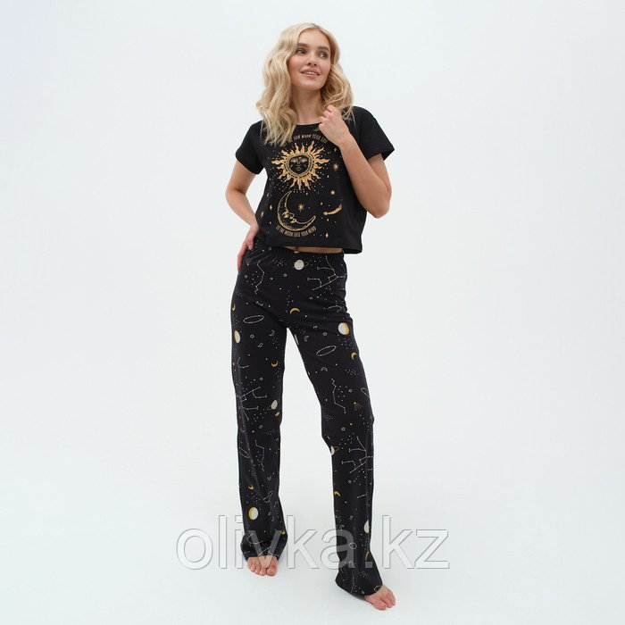 Пижама женская (футболка и брюки) KAFTAN Space р. 48-50, черный - фото 1 - id-p113234258