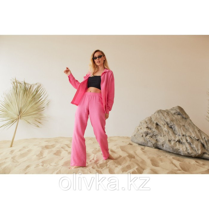 Пижама женская (рубашка и брюки) KAFTAN "Basic" размер 48-50, цвет розовый - фото 6 - id-p113234272