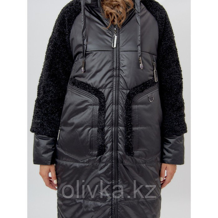 Пальто утеплённое, цвет чёрный, размер 50 - фото 3 - id-p113235712
