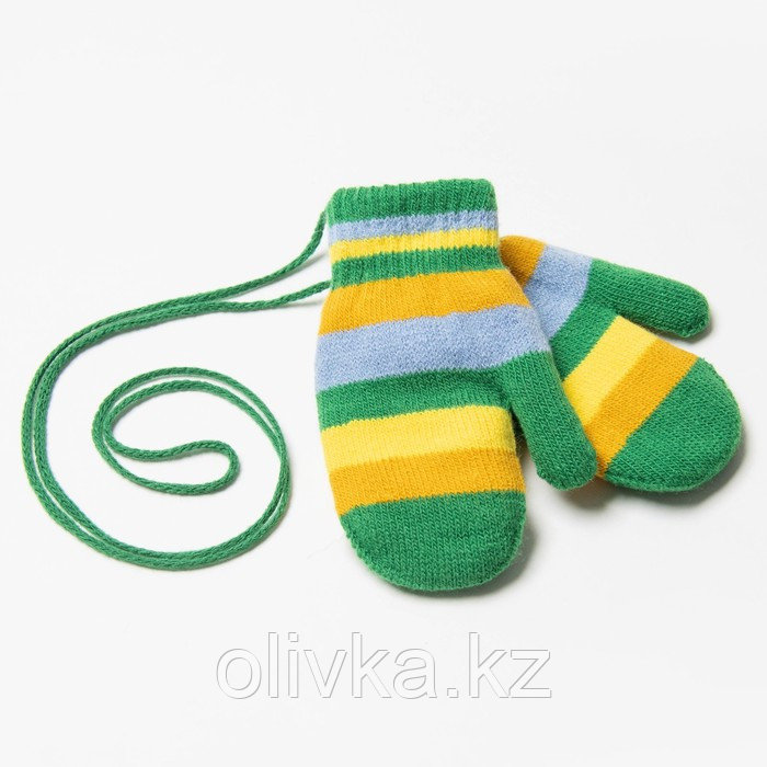 Варежки детские, цвет зеленый/полосочки, размер 14 - фото 2 - id-p113238293