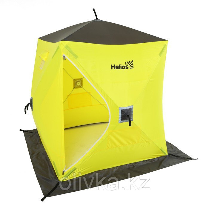 Палатка зимняя Helios "Куб", 1.5 х 1.5 м, цвет жёлтый/серый (HS-WSC-150YG) - фото 2 - id-p113239332