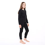 Термобельё для девочки (джемпер, брюки), цвет чёрный, рост 134 см, фото 2